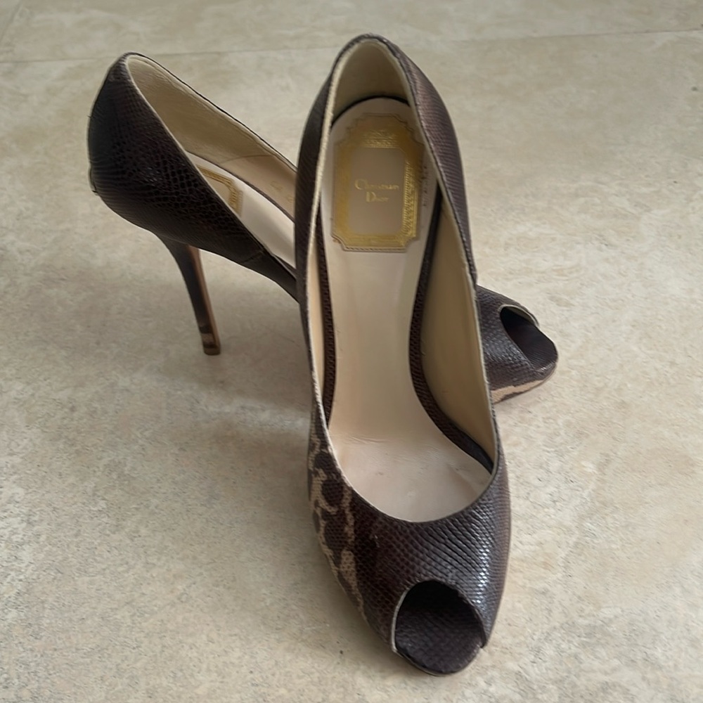 Dior open toe pump in snakeskin